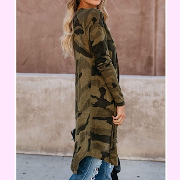 🆕Long Sleeve Solid Down Knit Cardigan - Picture 2 of 2